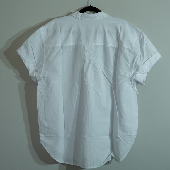 NWT Madewell White Button Short Sleeve Cotton Linen Blend Slim Central Shirt-XL - Picture 13 of 15